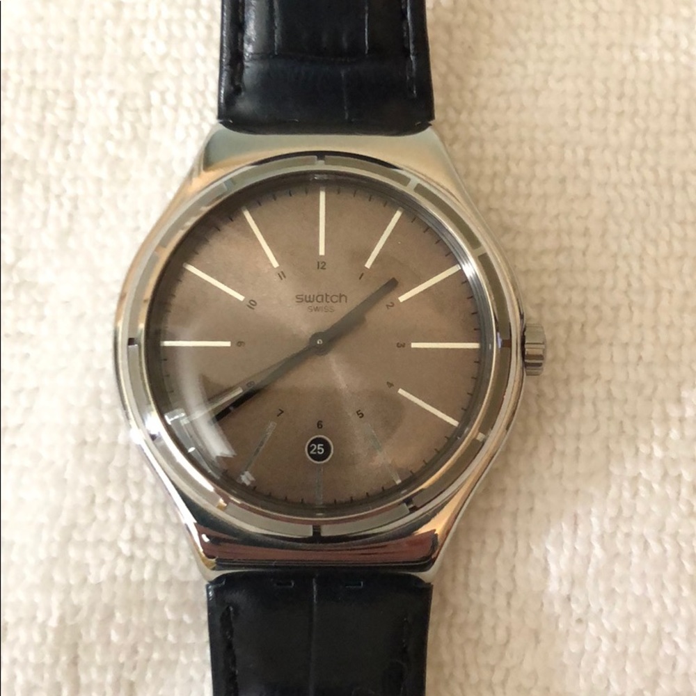Swatch Metal Watch with leather band